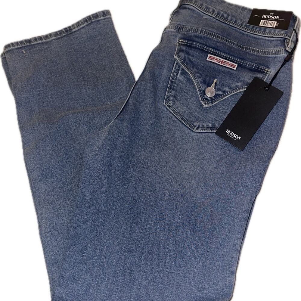 Hudson Women's Icy Blue Mid-Rise Stretch Straight Denim Jeans